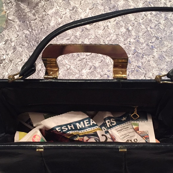 Vintage Dk Navy Leather Doctor satchel Retro - Picture 6 of 8